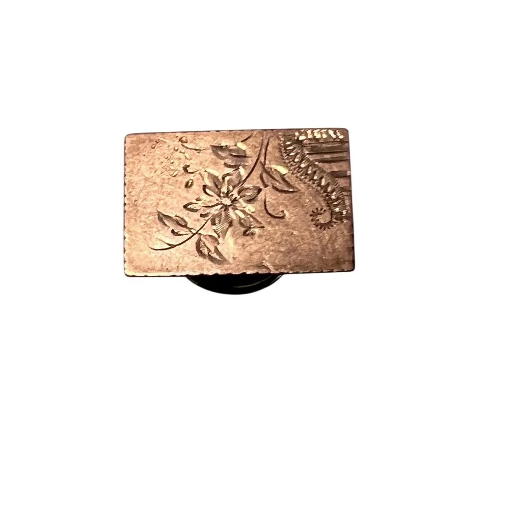 Unbranded Collar Stud Mens OS Rose Gold Good Antique Engraved Floral Rectangular